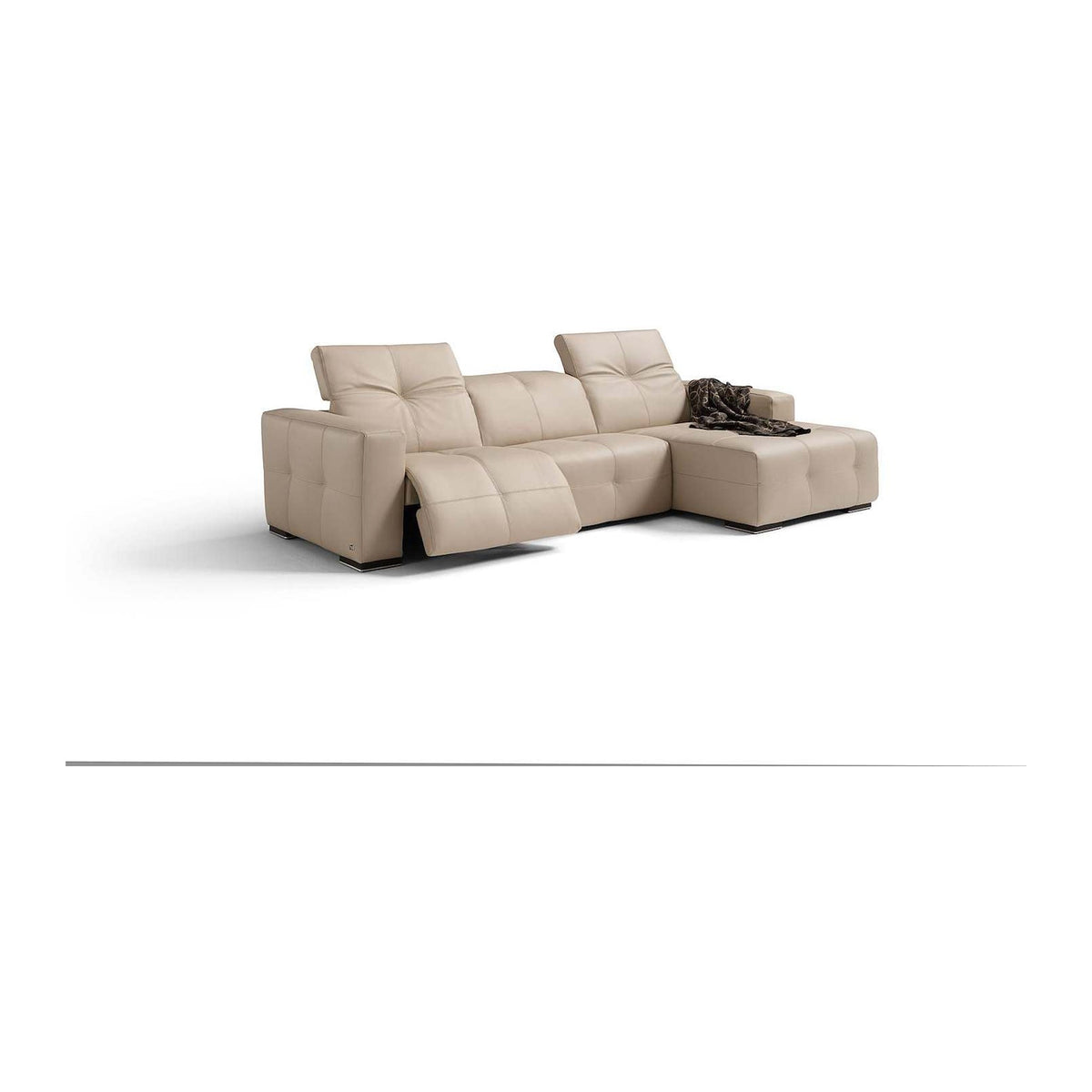 Divano Sauvanne 3P Penisola Sand Domestica – Relax Open Front Left Seat Footrest Extended