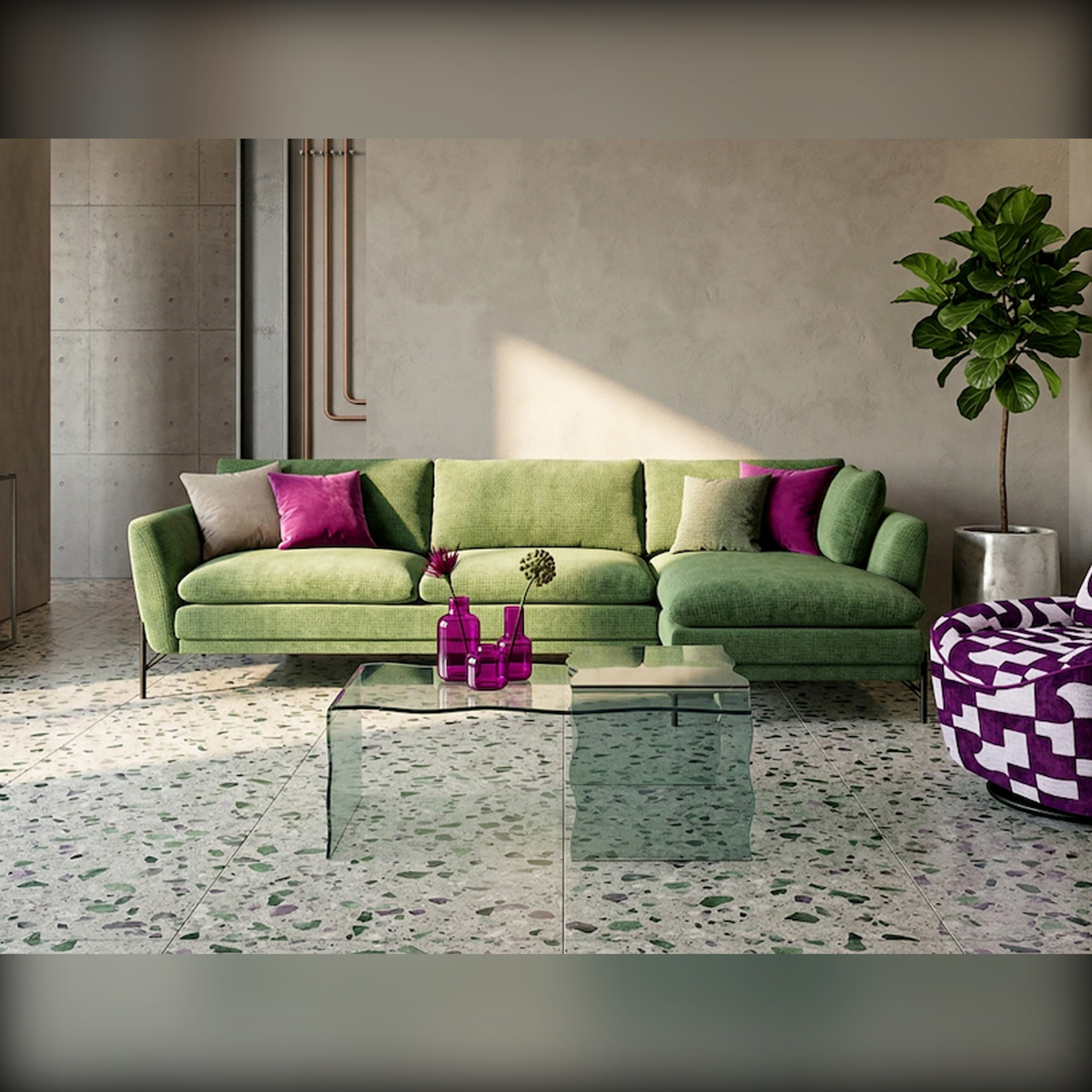 Egoitaliano Bliss Corner Chaise Sofa Forest Green Fabric Domestica – Lifestyle Living Room