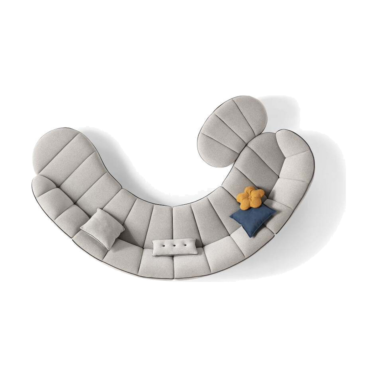 Egoitaliano Shai Modular Corner Sofa Cream Fabric Espresso Piping Domestica – Top View Open Arc Configuration