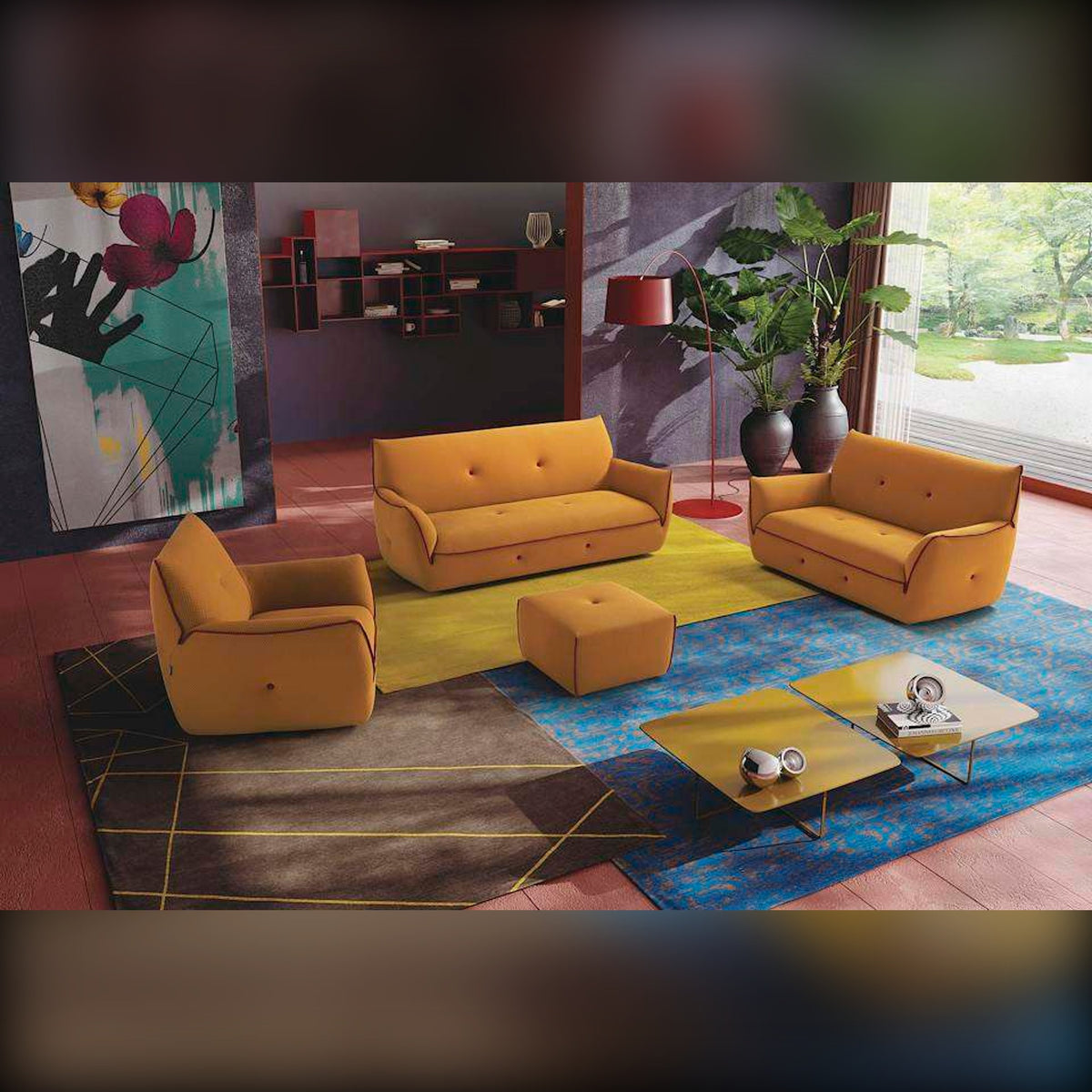 Egoitaliano Yuki 3P Sofa Mustard Yellow Burgundy Domestica – Lifestyle Interior