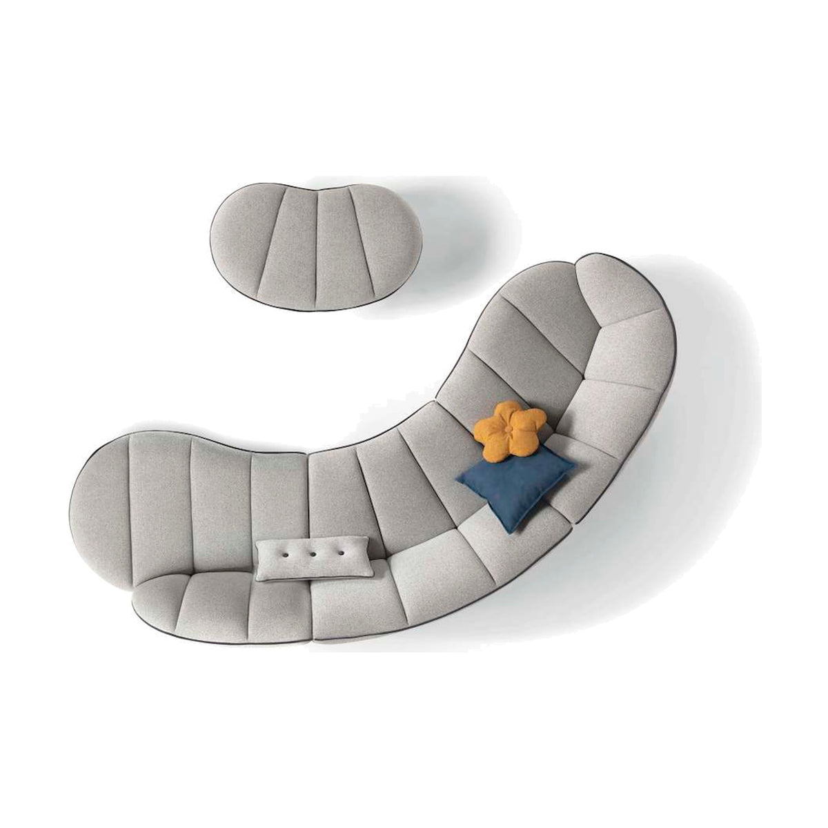 Egoitaliano Shai Modular Corner Sofa Cream Fabric Espresso Piping Domestica – Top View C-Shape Configuration