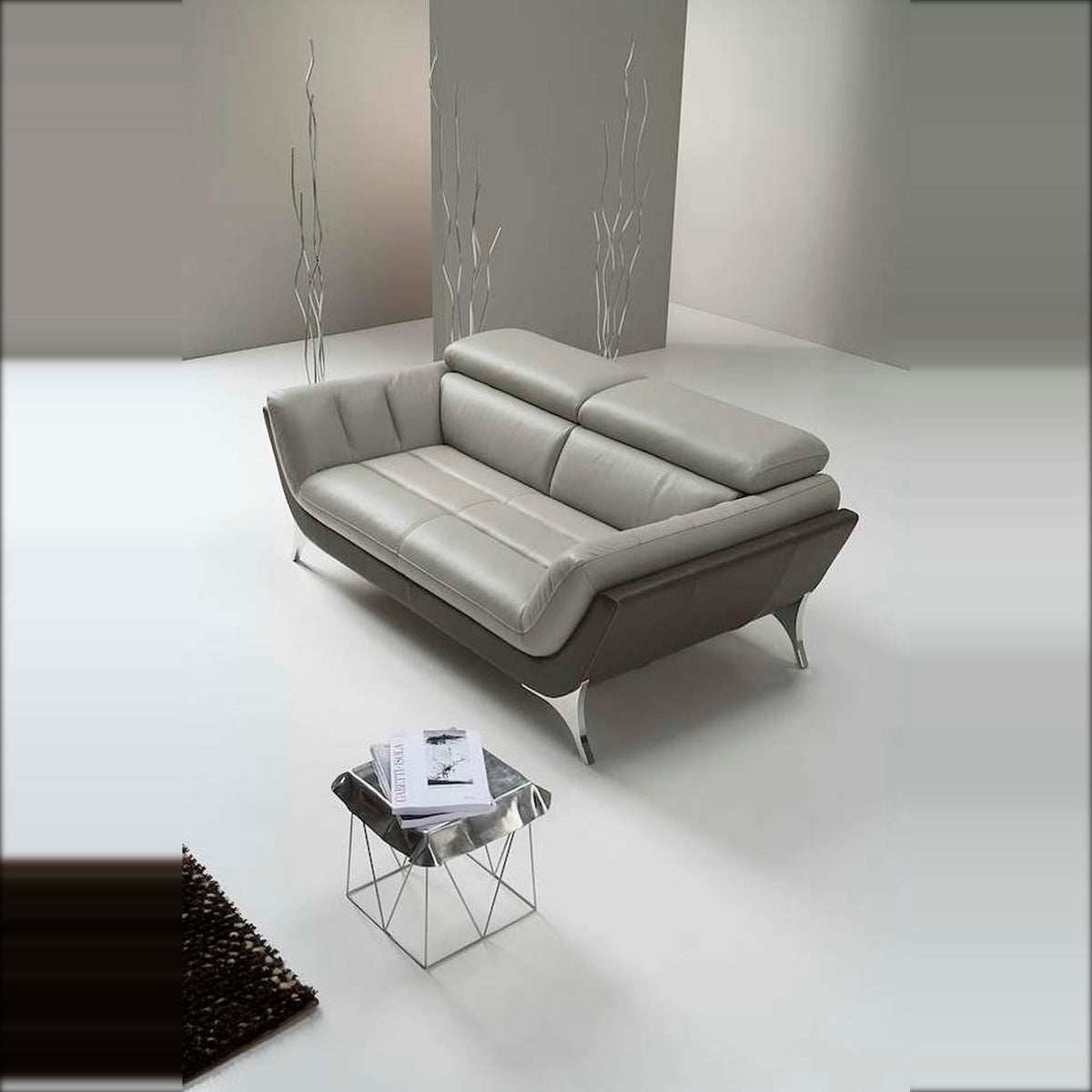 Divano Sueli 3P Grigio Bicolore Domestica – Studio Three Quarter Headrests Raised Hand Polished Feet
