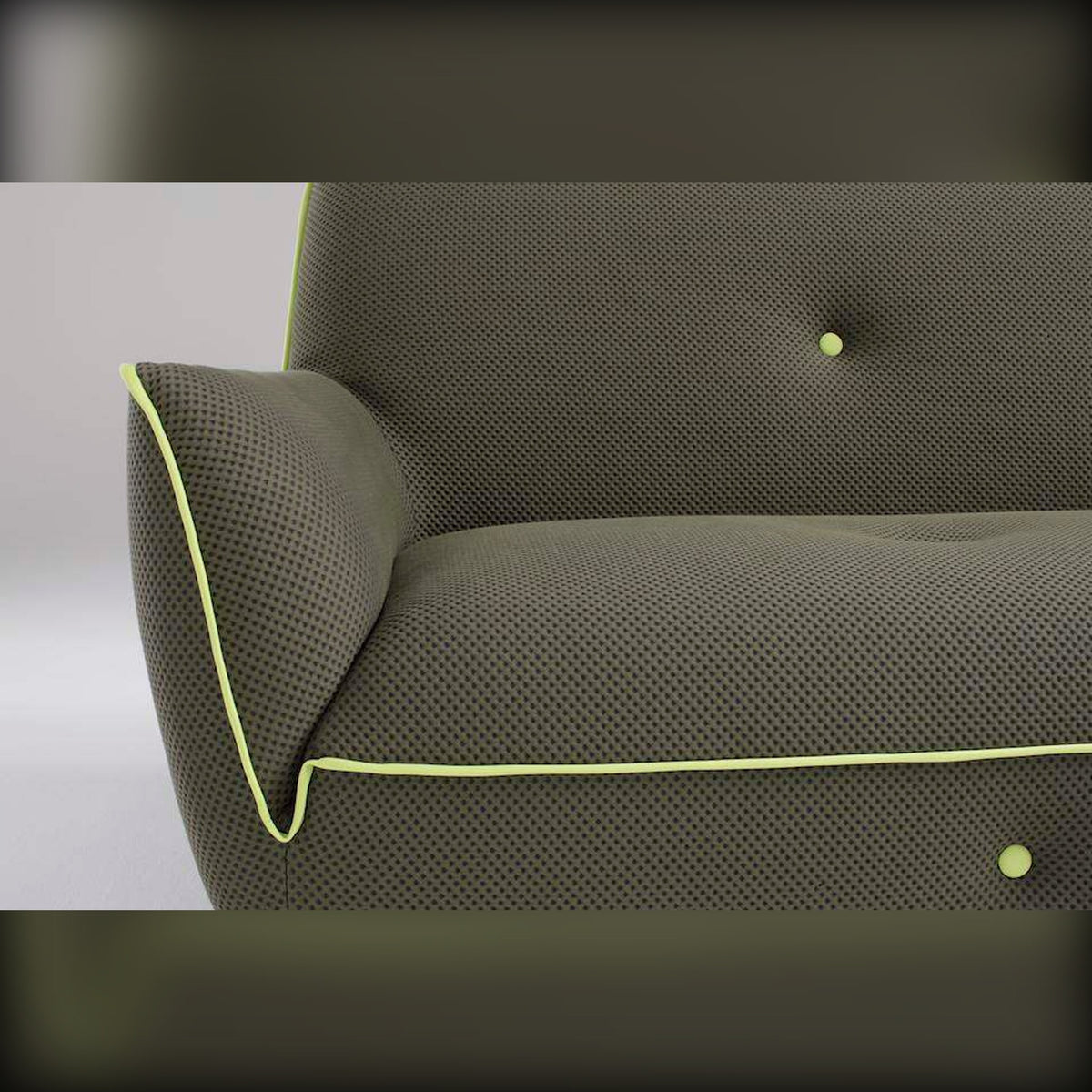 Egoitaliano Yuki 2P Maxi Sofa Forest Green Yellow Domestica – Side View Left