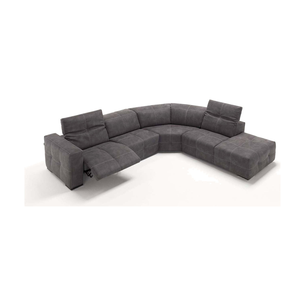Sauvanne Domestica – Grey Corner Configuration with Recliner Extended on White