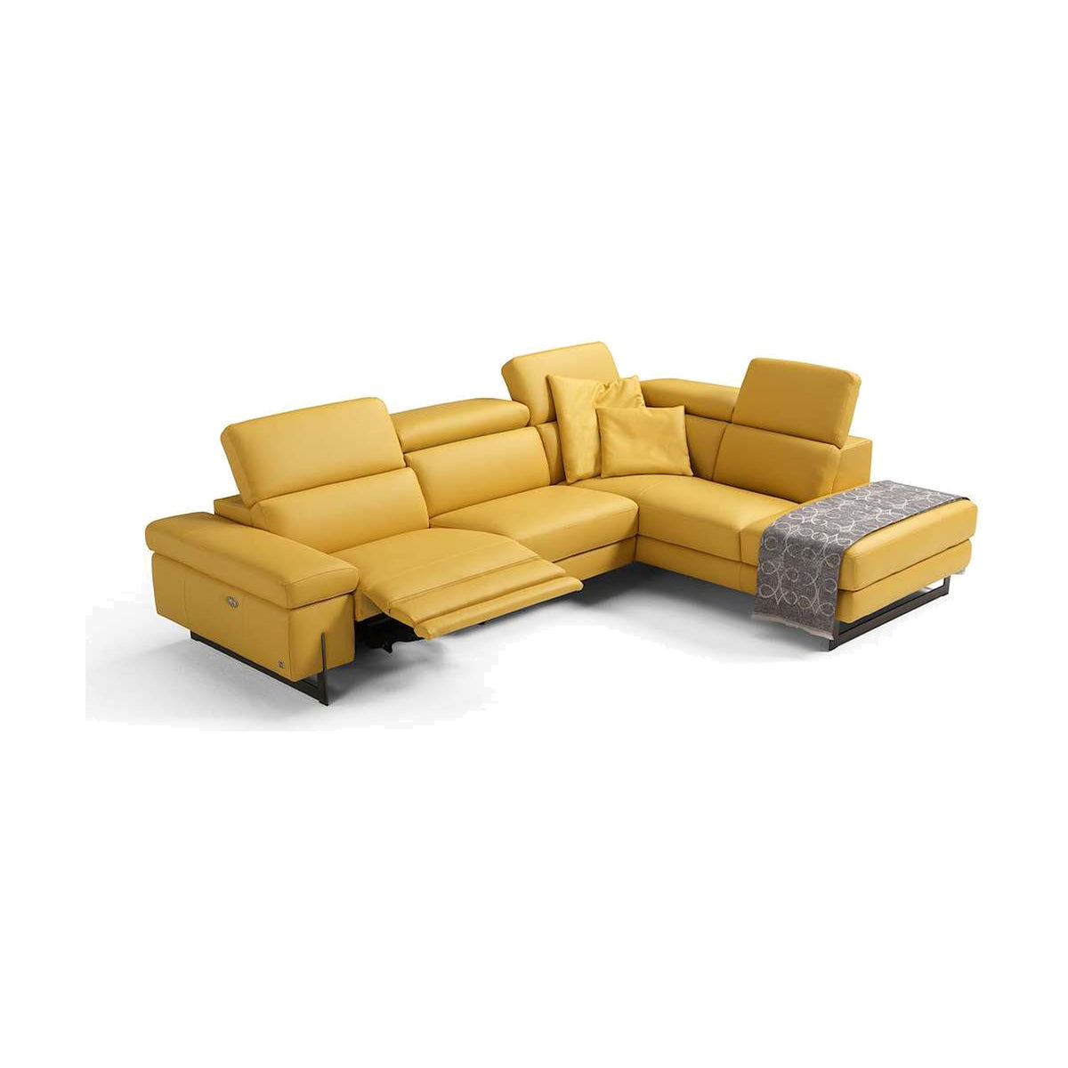 Divano Candice Angolare Penisola Giallo Domestica – Relax Open Three Quarter Left Seat Footrest Extended