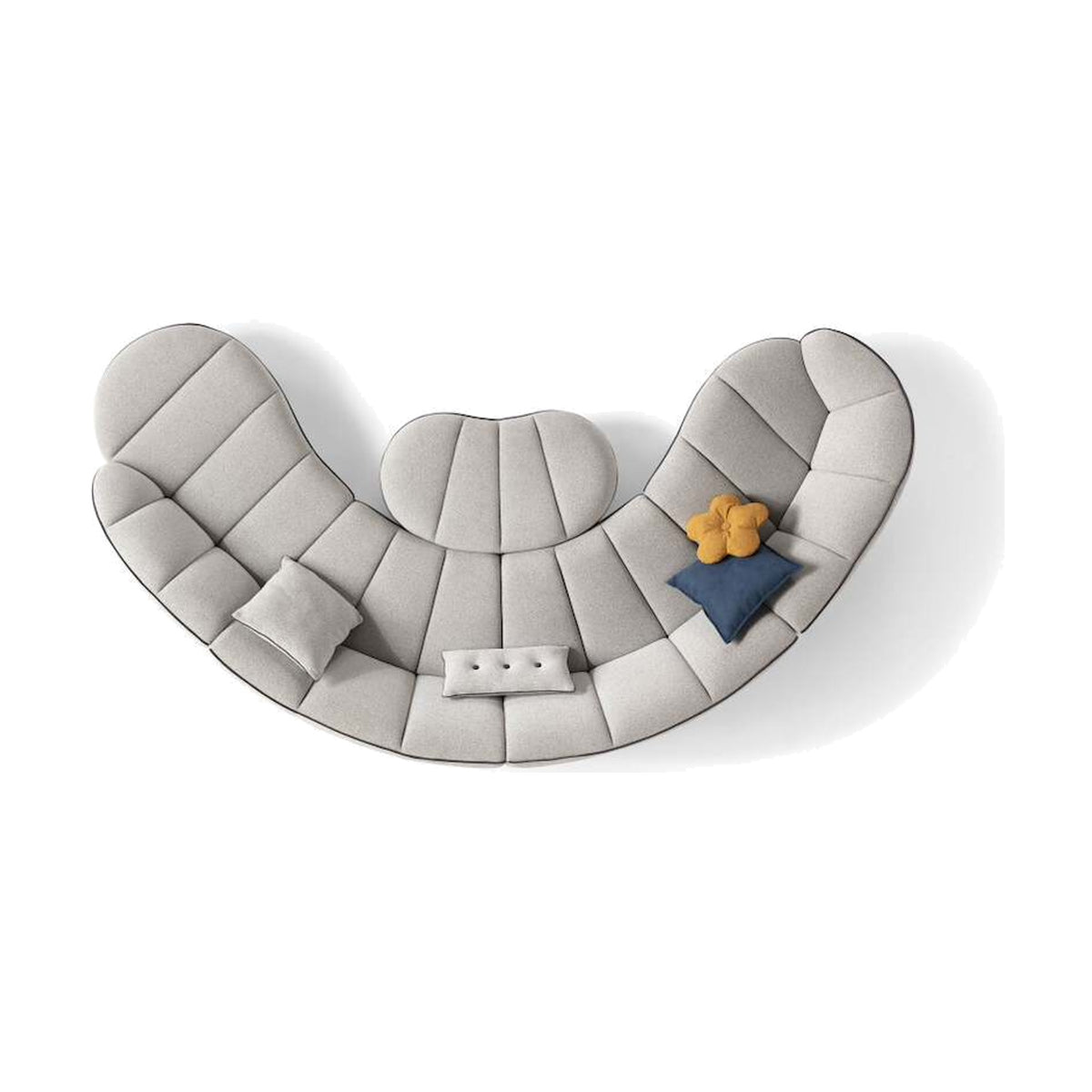 Egoitaliano Shai Modular Corner Sofa Cream Fabric Espresso Piping Domestica – Top View Compact Arc Configuration