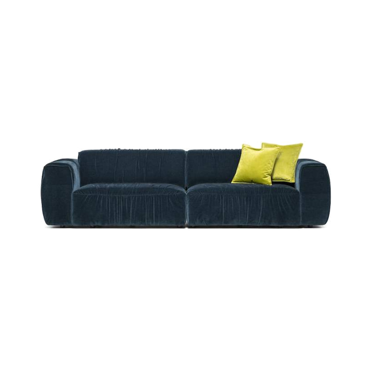 Brezza Domestica – Front View in Blue Fabric with Yellow Cushions