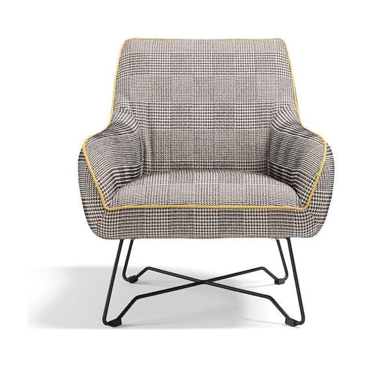 Namy Domestica – Front View in Grey Check Fabric on White
