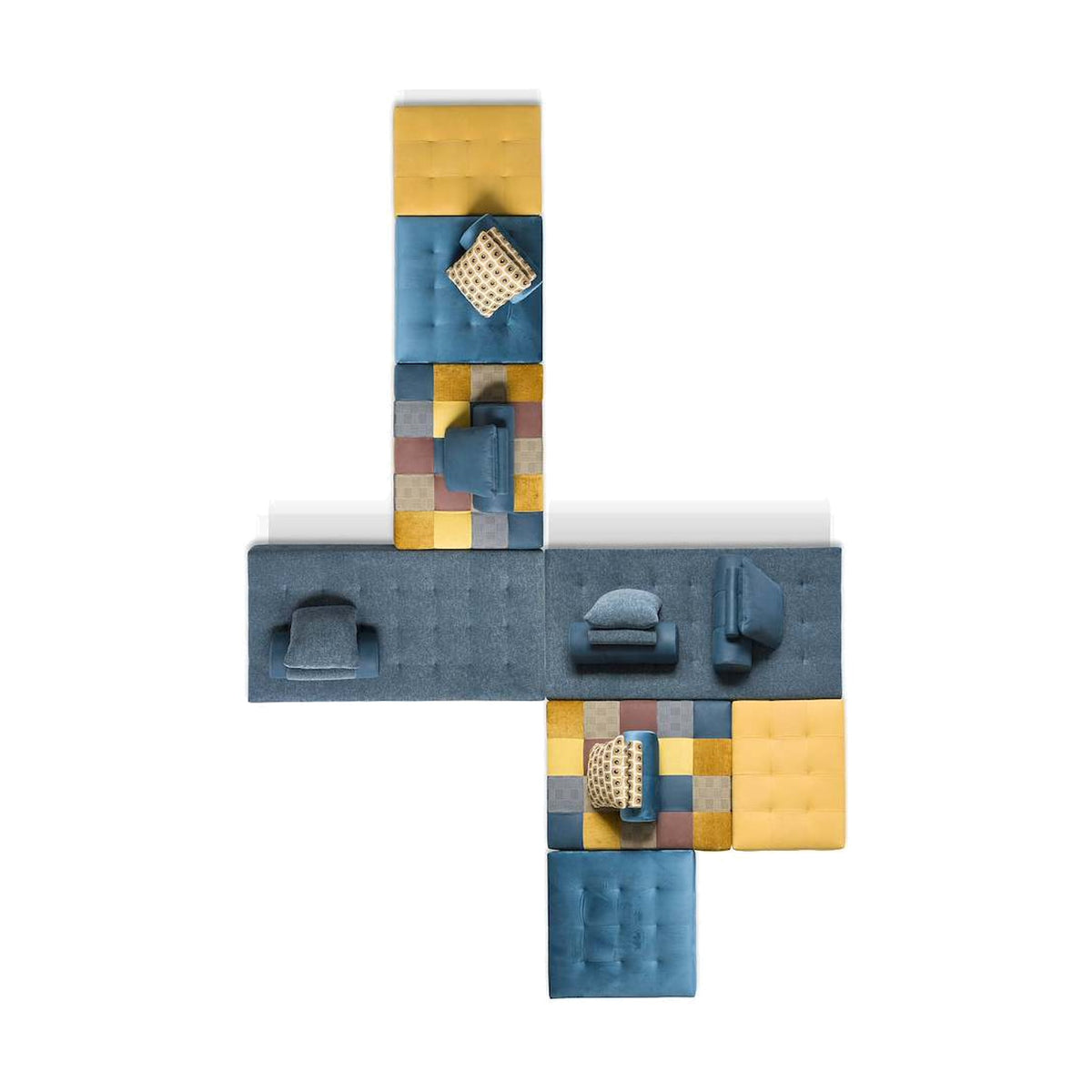 Divano L’EGO Composizione Multicolour Domestica – Top View Cross Configuration