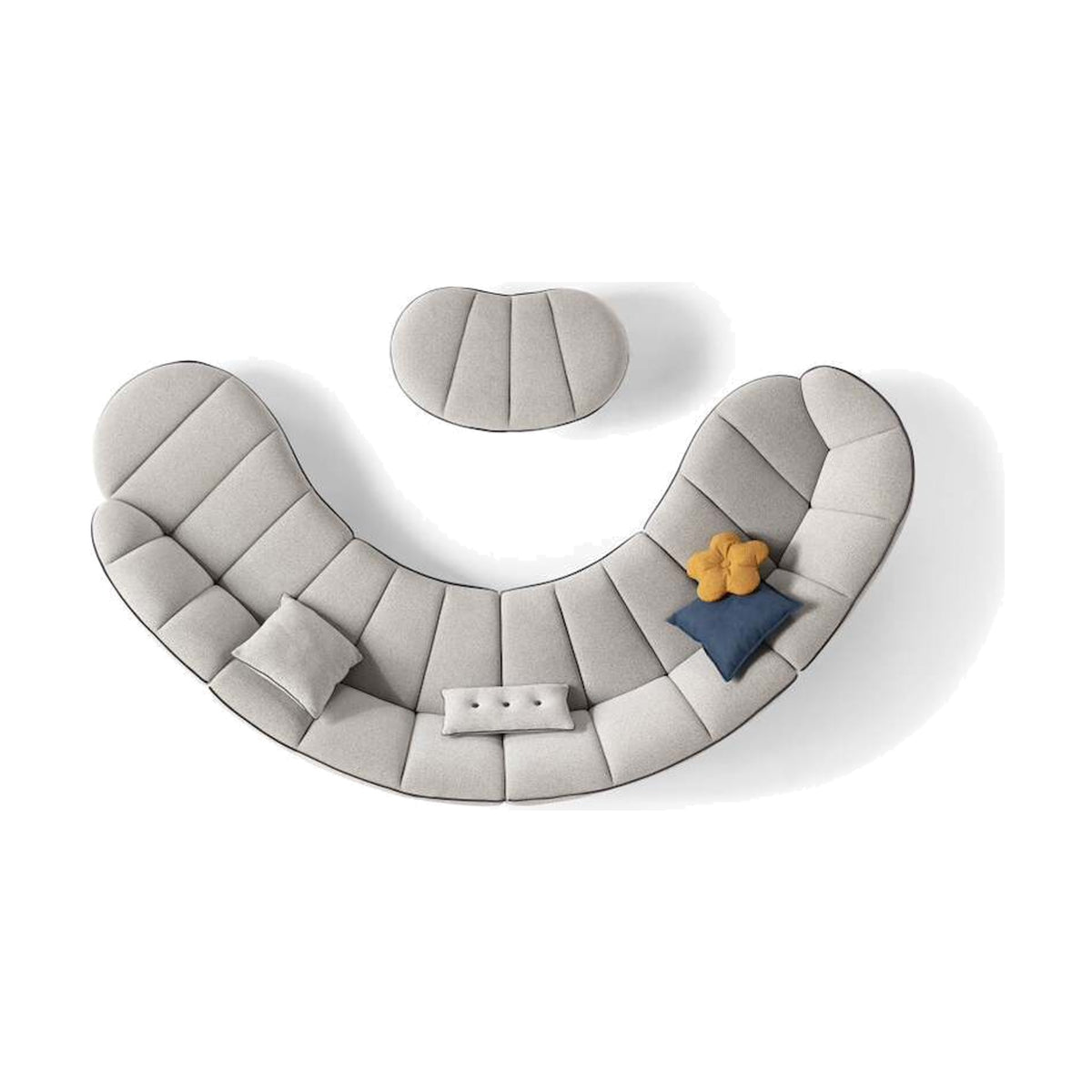 Egoitaliano Shai Modular Corner Sofa Cream Fabric Espresso Piping Domestica – Top View with Person Seated