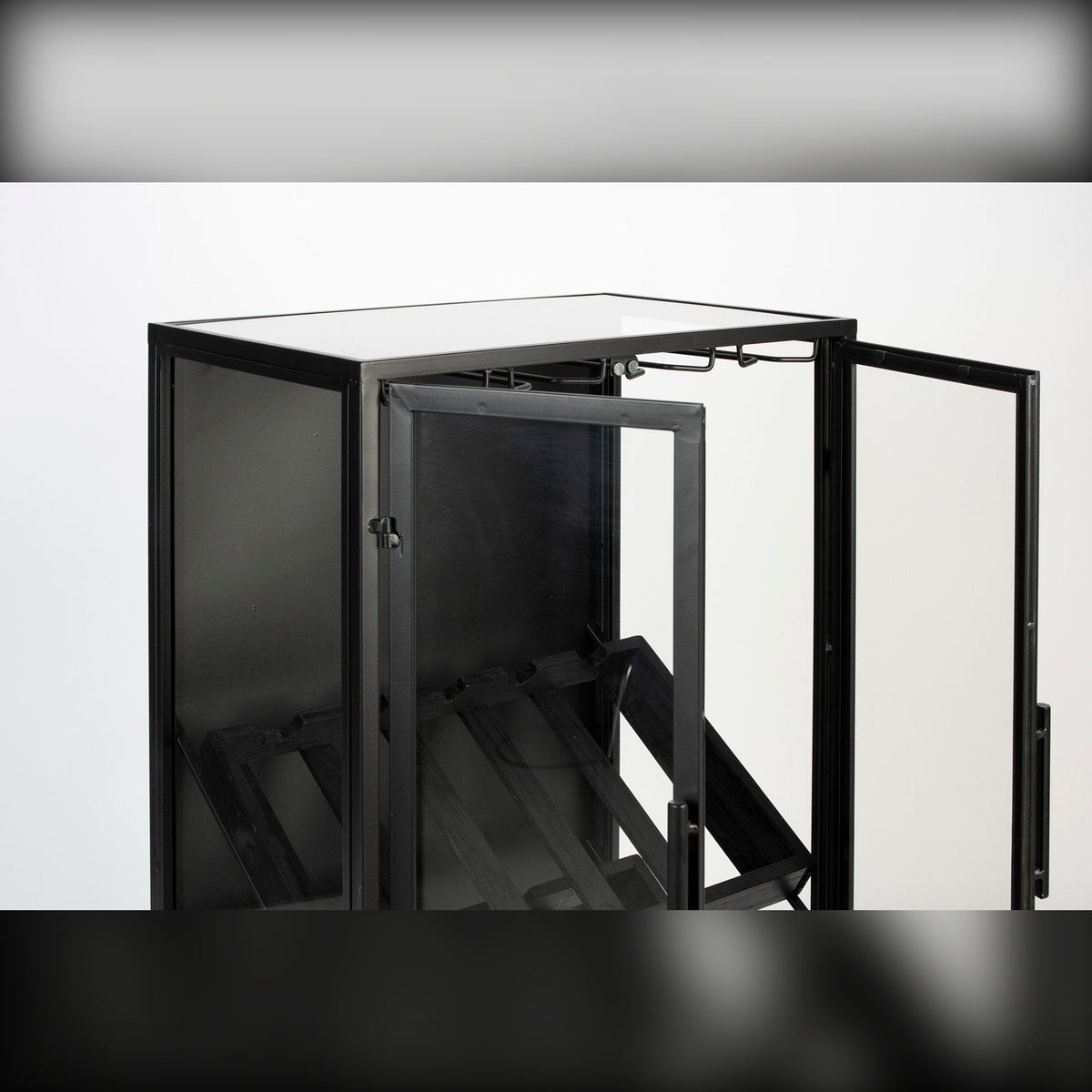 Wine Cabinet Rob Black Domestica – Open Glass Doors Detail