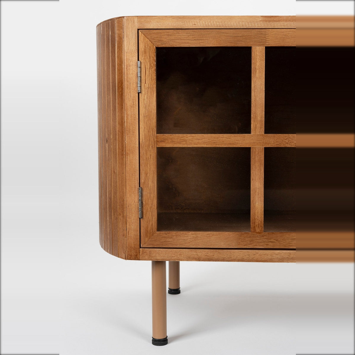 Sideboard Yaz Low Brown Domestica – Glass Door with Wooden Grid Close-up