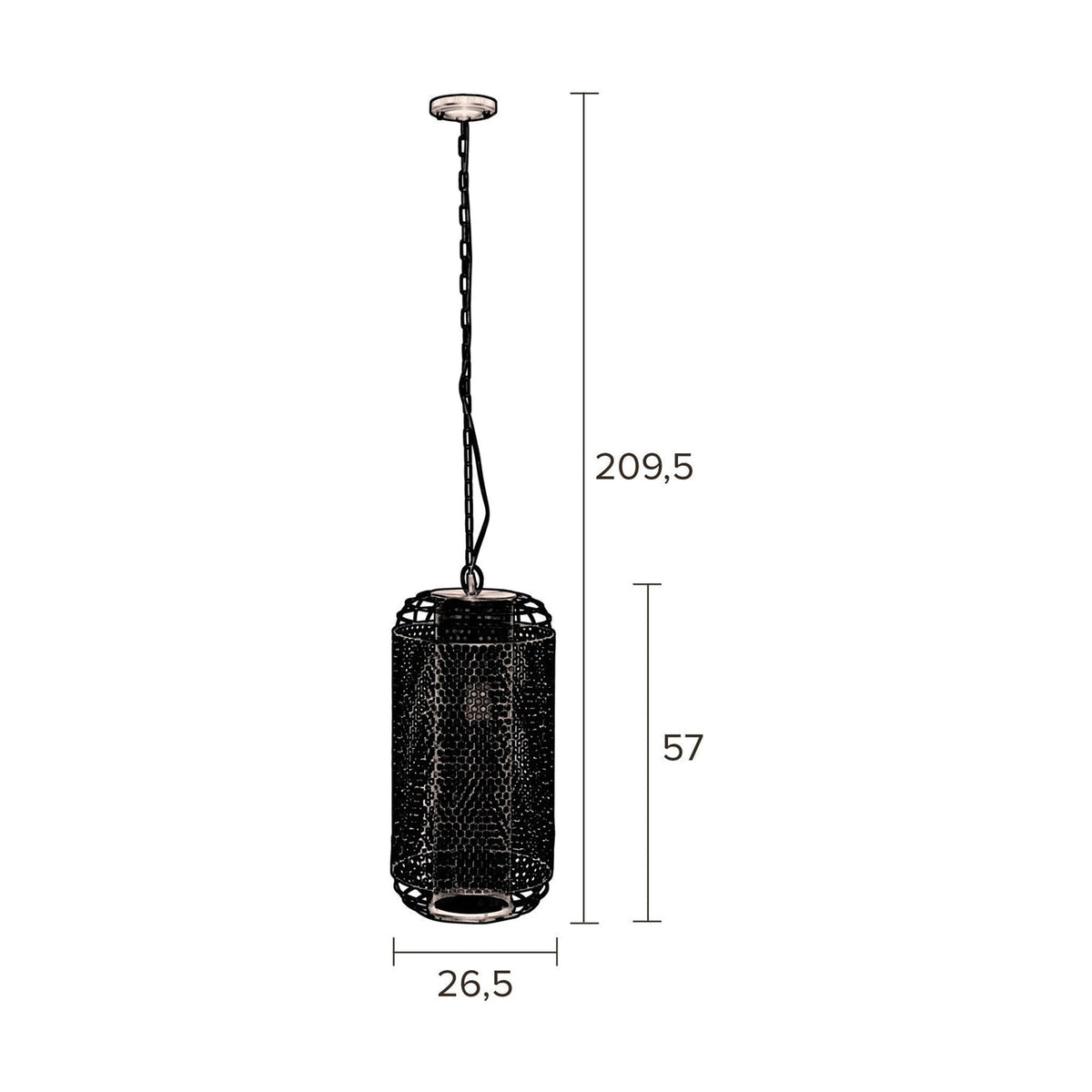 Pendant Lamp Archer L Black Domestica – Dimensions Drawing