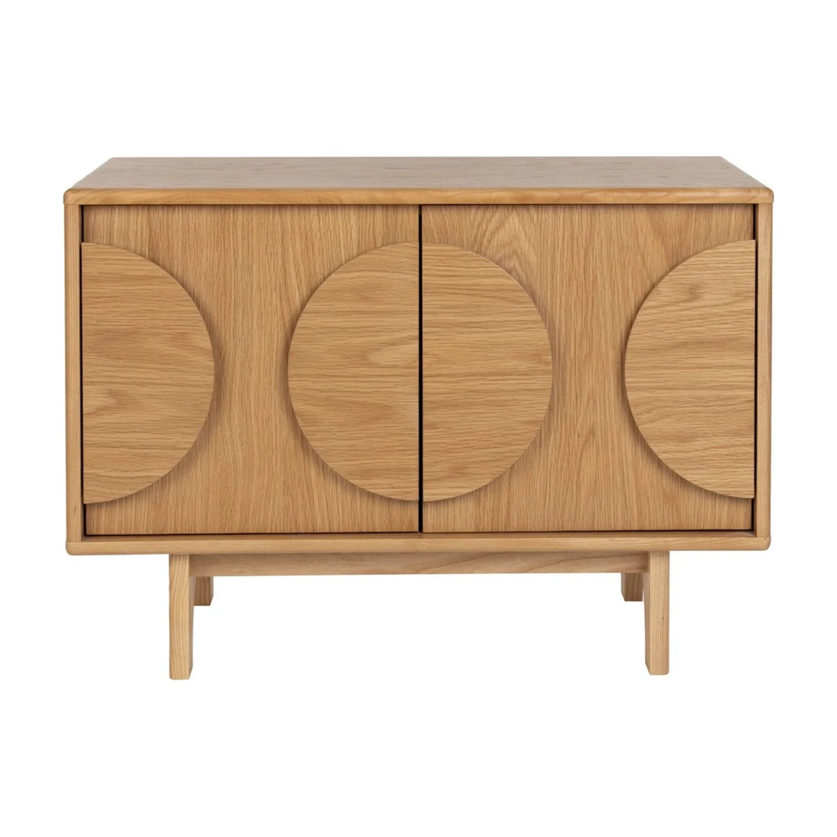 Sideboard Groove 2 Doors Natural Oak Domestica – Front View on White