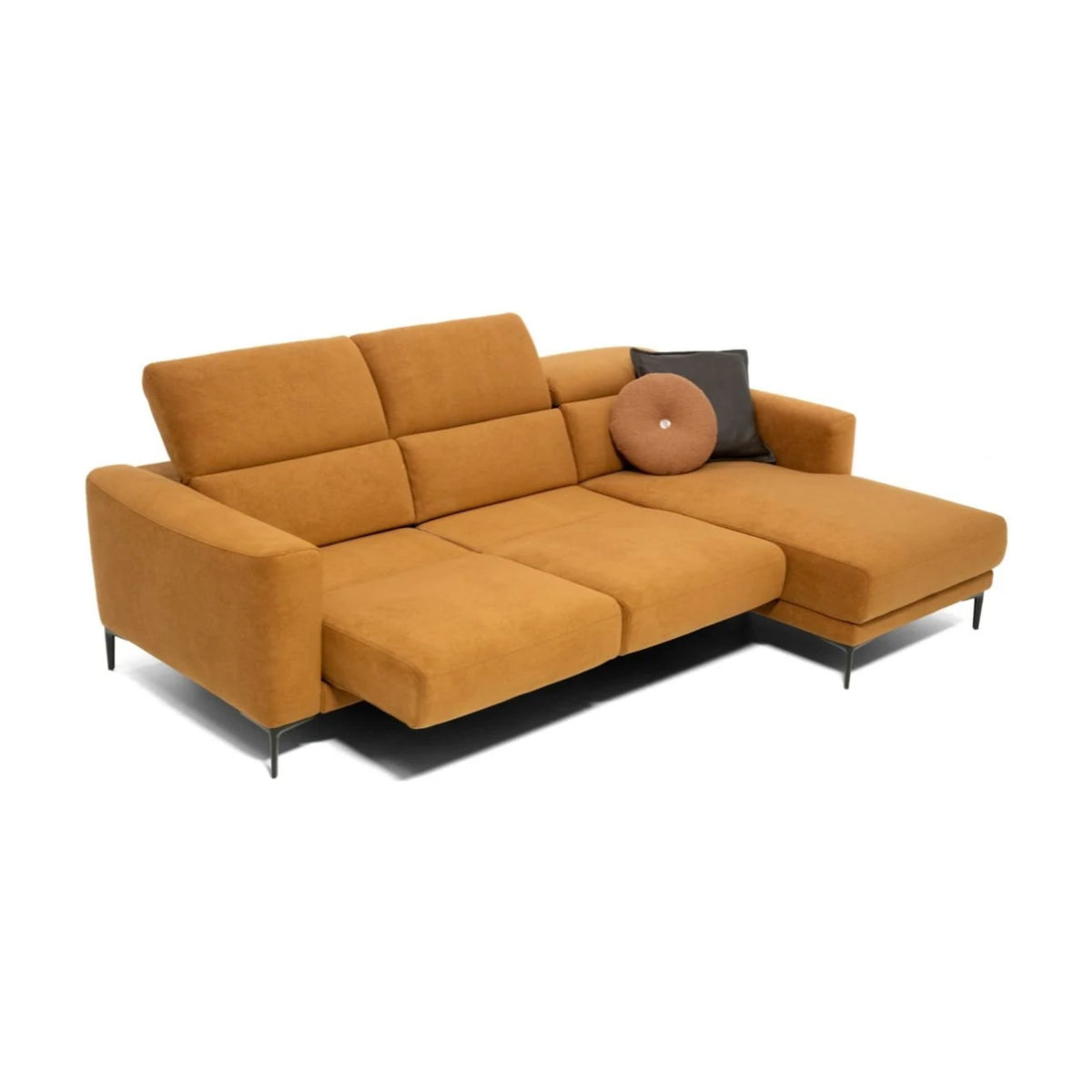 Byron Domestica – Chaise Sofa with Seat Extended, Three Quarter View on White
