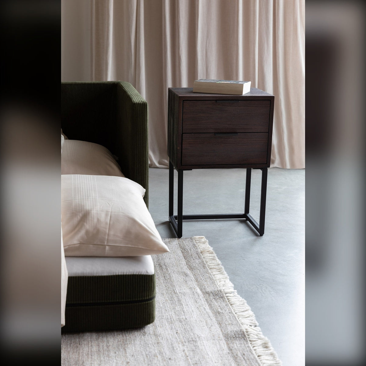 Side Table Webster Brown Domestica – Lifestyle – Beside a Bed