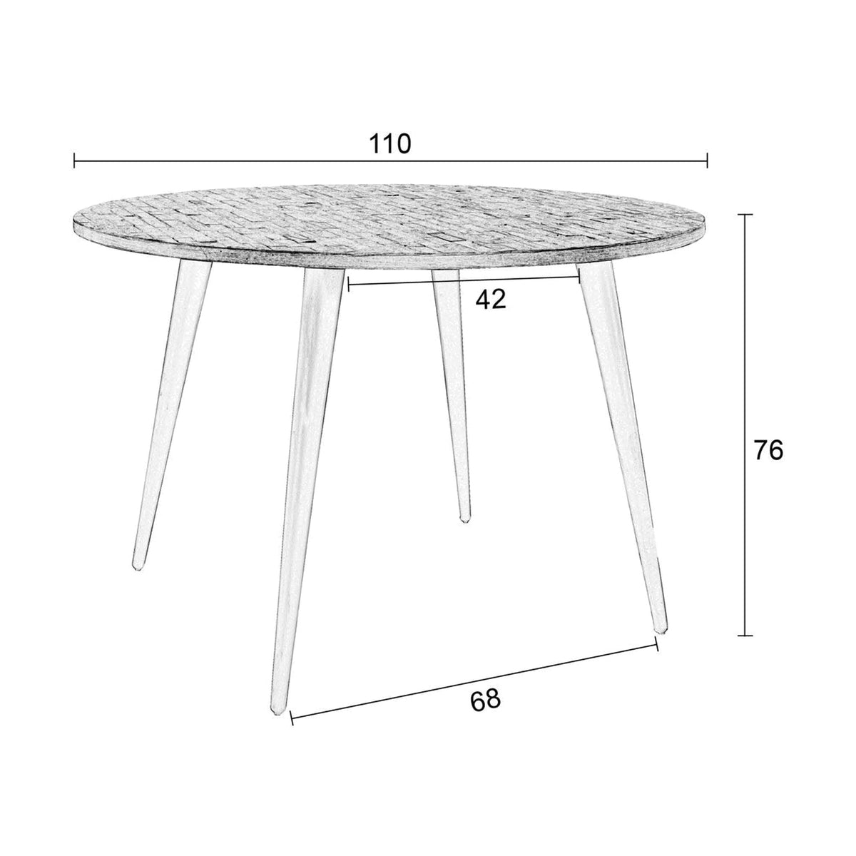 Dining Table Mo 110 Natural Domestica – Dimensions Drawing