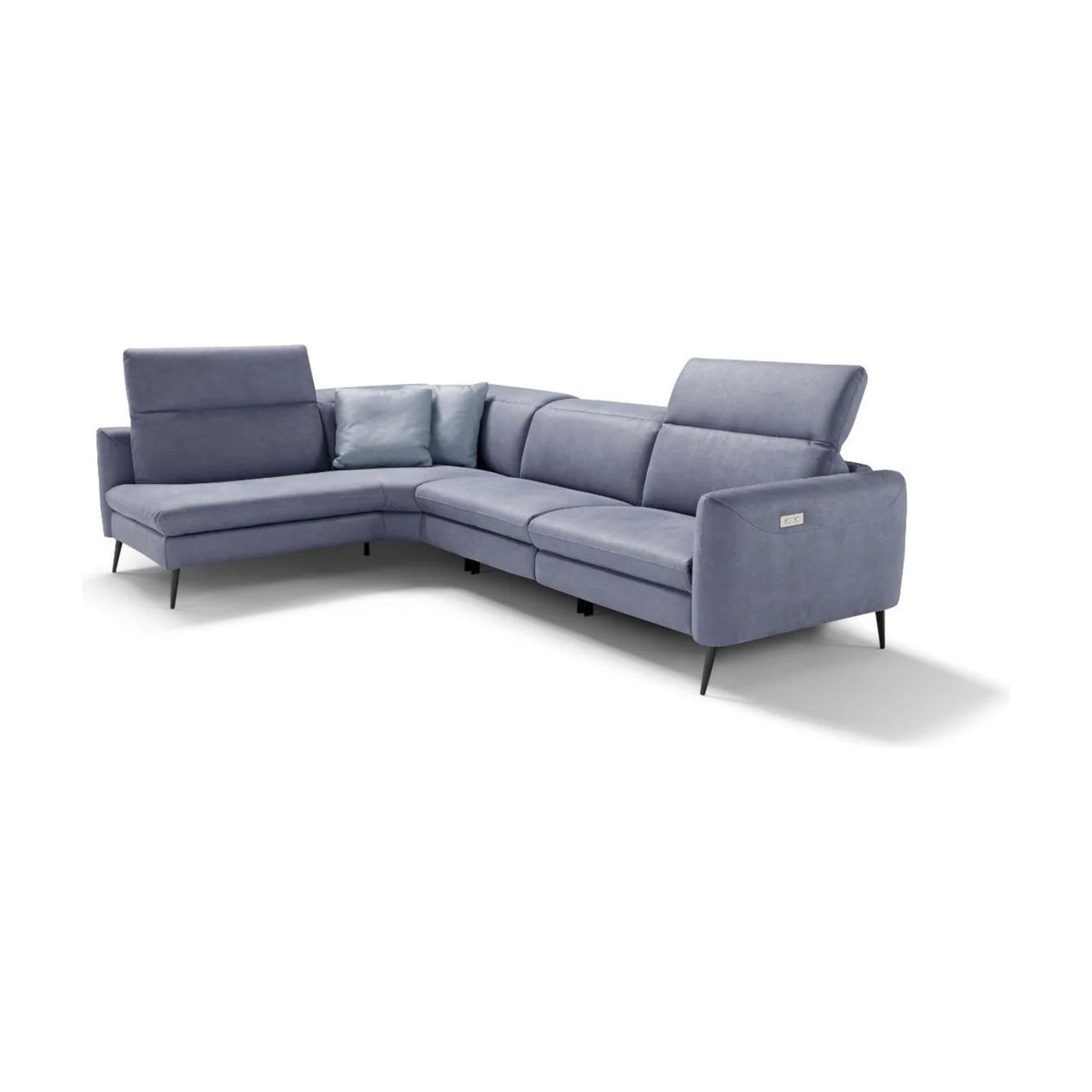 Dusk Domestica – Blue-Grey Corner Configuration with Raised Headrests on White