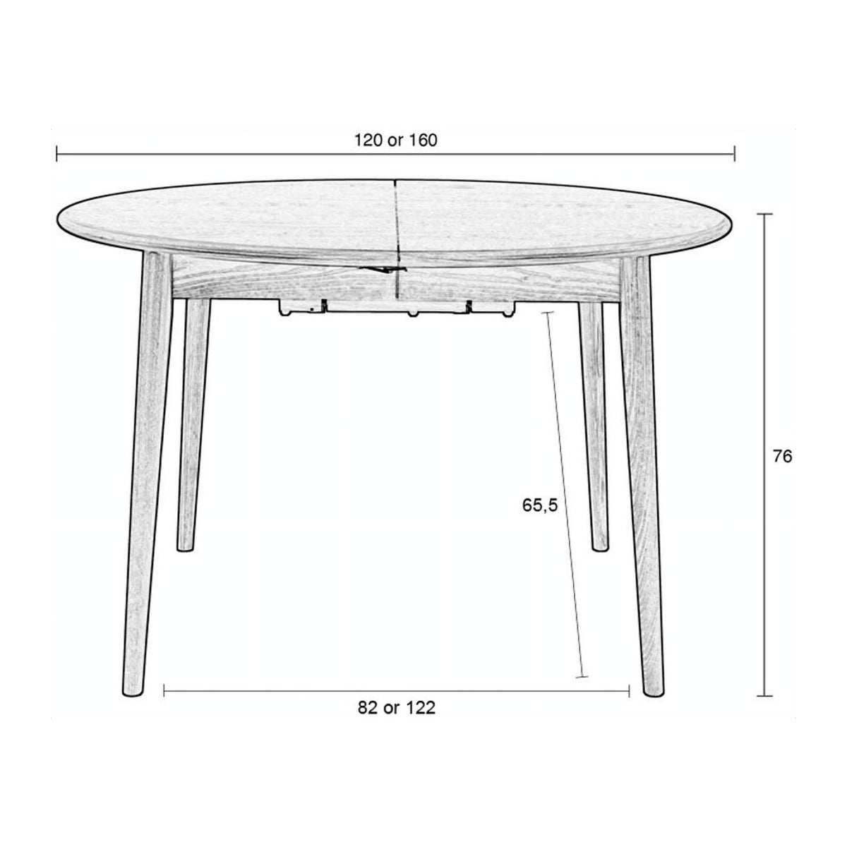Dining Table Twist Round Walnut Domestica – Dimensions Drawing