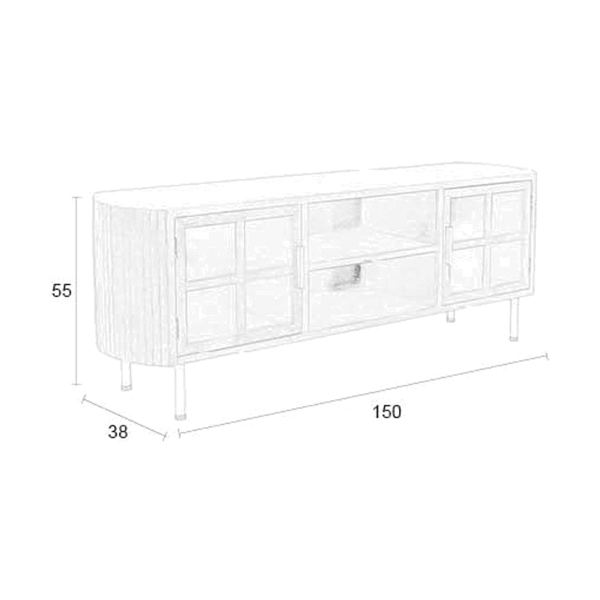Sideboard Yaz Low Brown Domestica – Dimensions Drawing