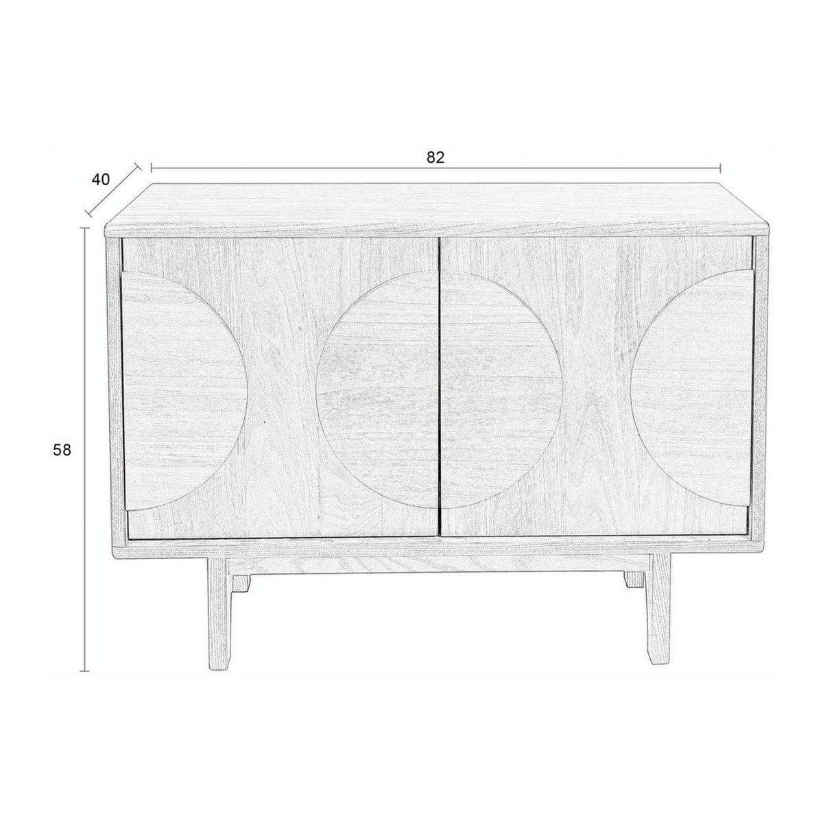 Sideboard Groove 2 Doors Natural Oak Domestica – Dimensions Drawing