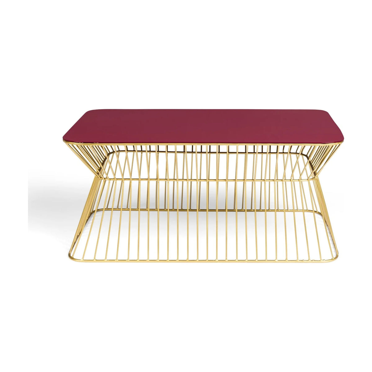 Coffee Table No Offence Wine Red Domestica – Three Quarter View on White