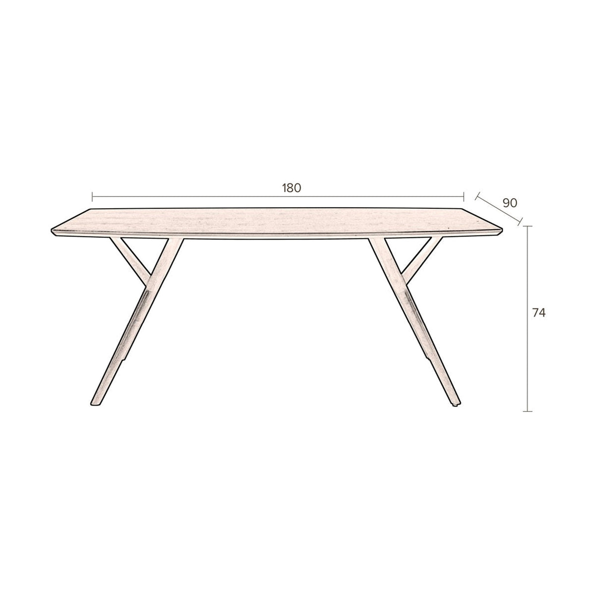 Dining Table Malaya Walnut Domestica – Dimensions Drawing
