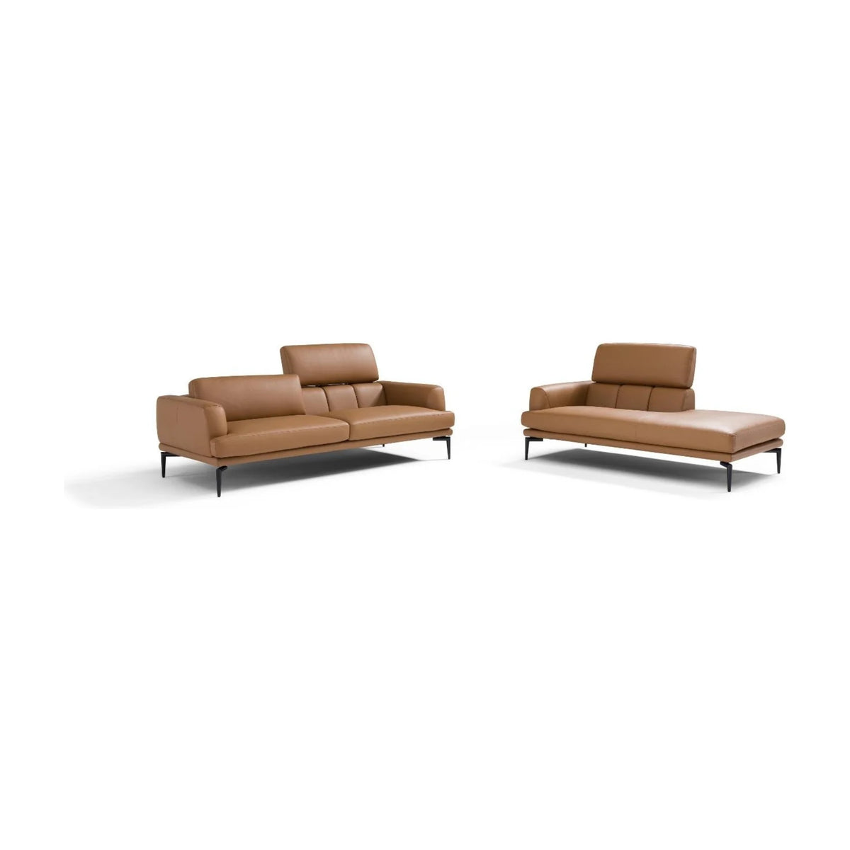Tiago Domestica – Sofa with Raised Headrests and Chaise Longue on White