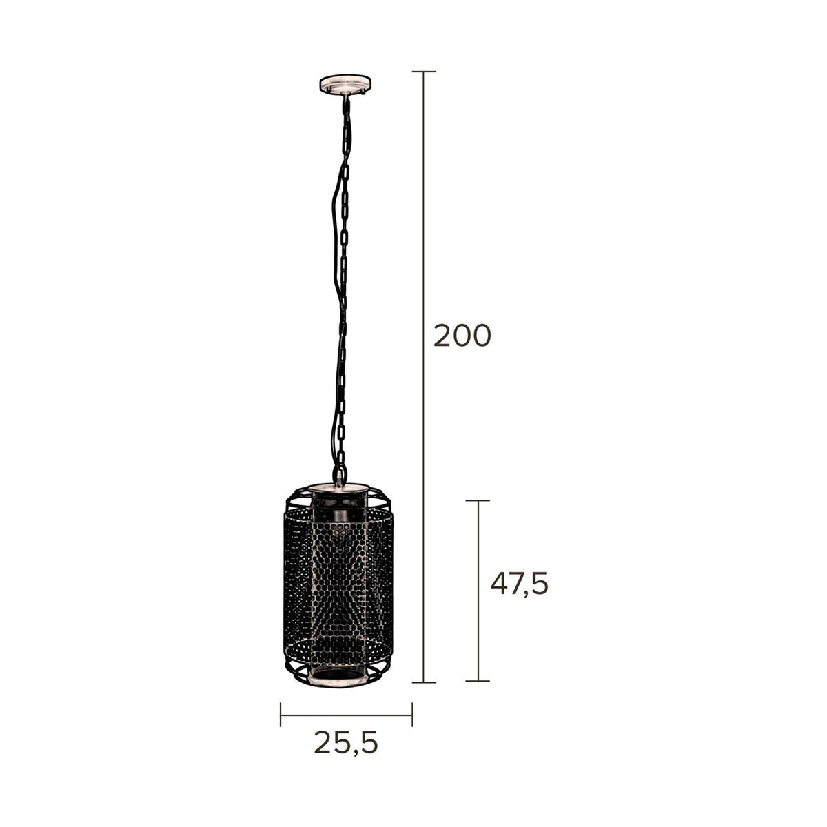 Pendant Lamp Archer M Black Domestica – Dimensions Drawing