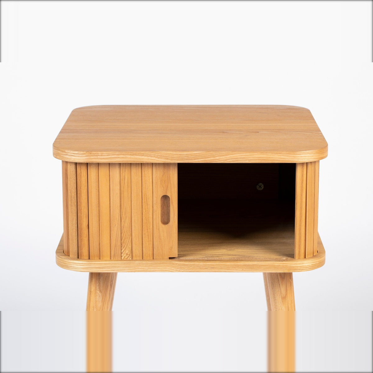 Side Table Barbier Natural Domestica – Tambour Door Open Close-up