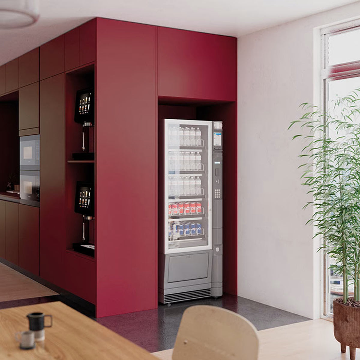 Vama Kitchen for Business Domestica – Red Jaipur Tall Units with Open Niches