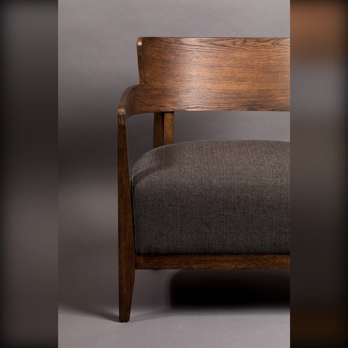 Lounge Chair Duran Grey Domestica – Upholstered Seat and Armrest Close-up