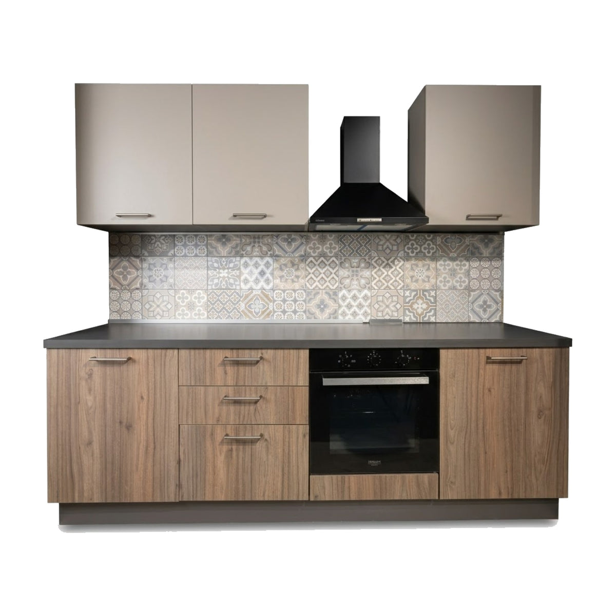 Viola Light Walnut Kitchen Domestica – Showroom Model – Front View on White