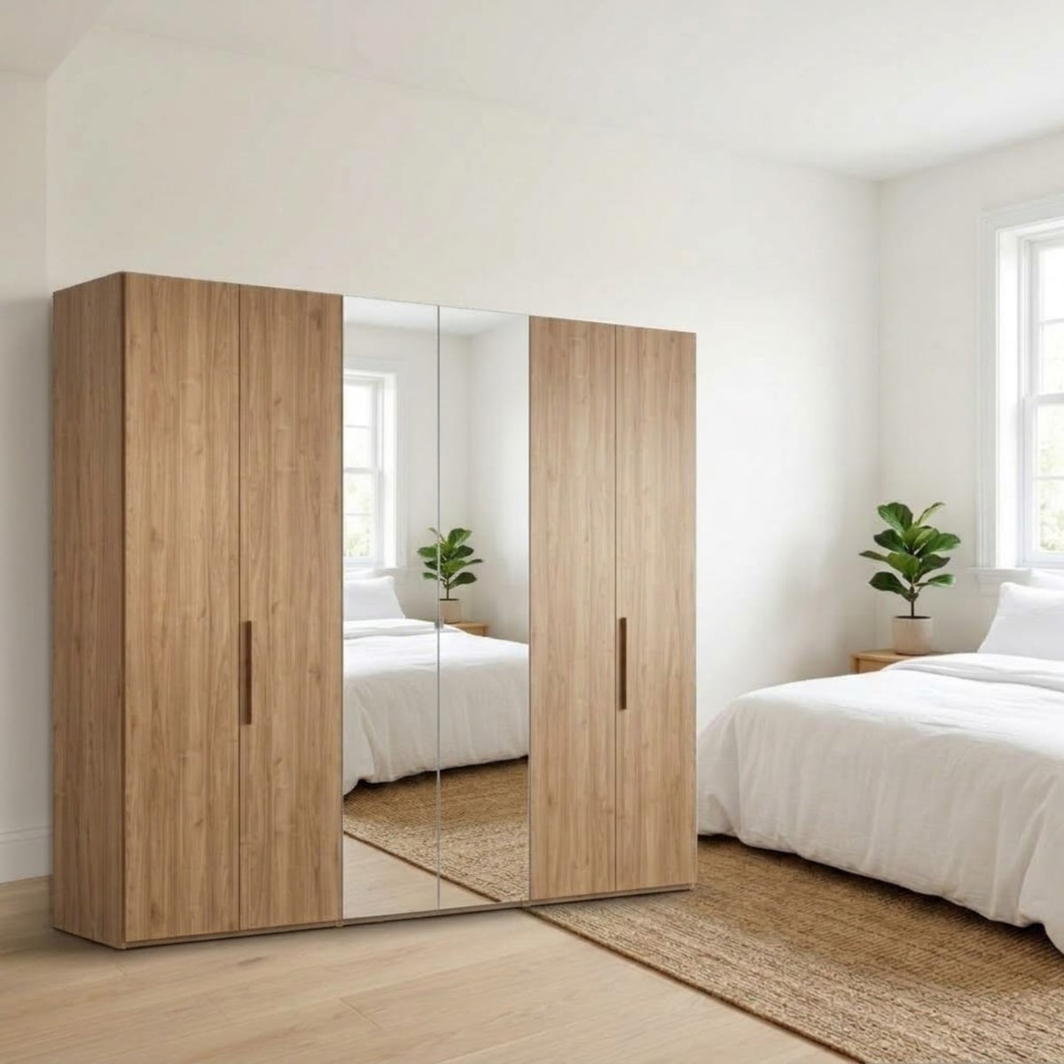Wardrobe IMAB 6-Door Walnut with Mirrors Domestica – Lifestyle Bedroom