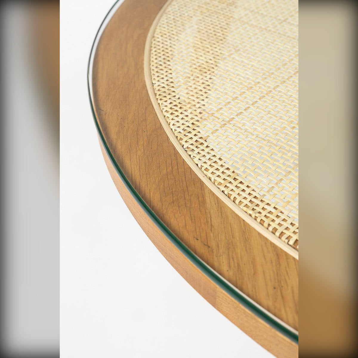 Coffee Table Haru Round Natural Domestica – Rattan Inlay Edge Detail