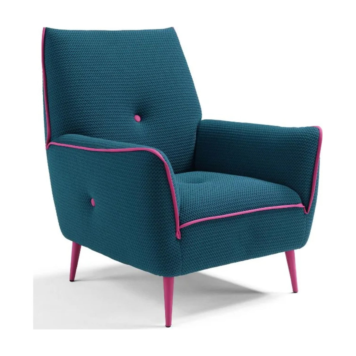 Armchair Yuki Poltroncina Teal Fuchsia Domestica – Three Quarter View on White